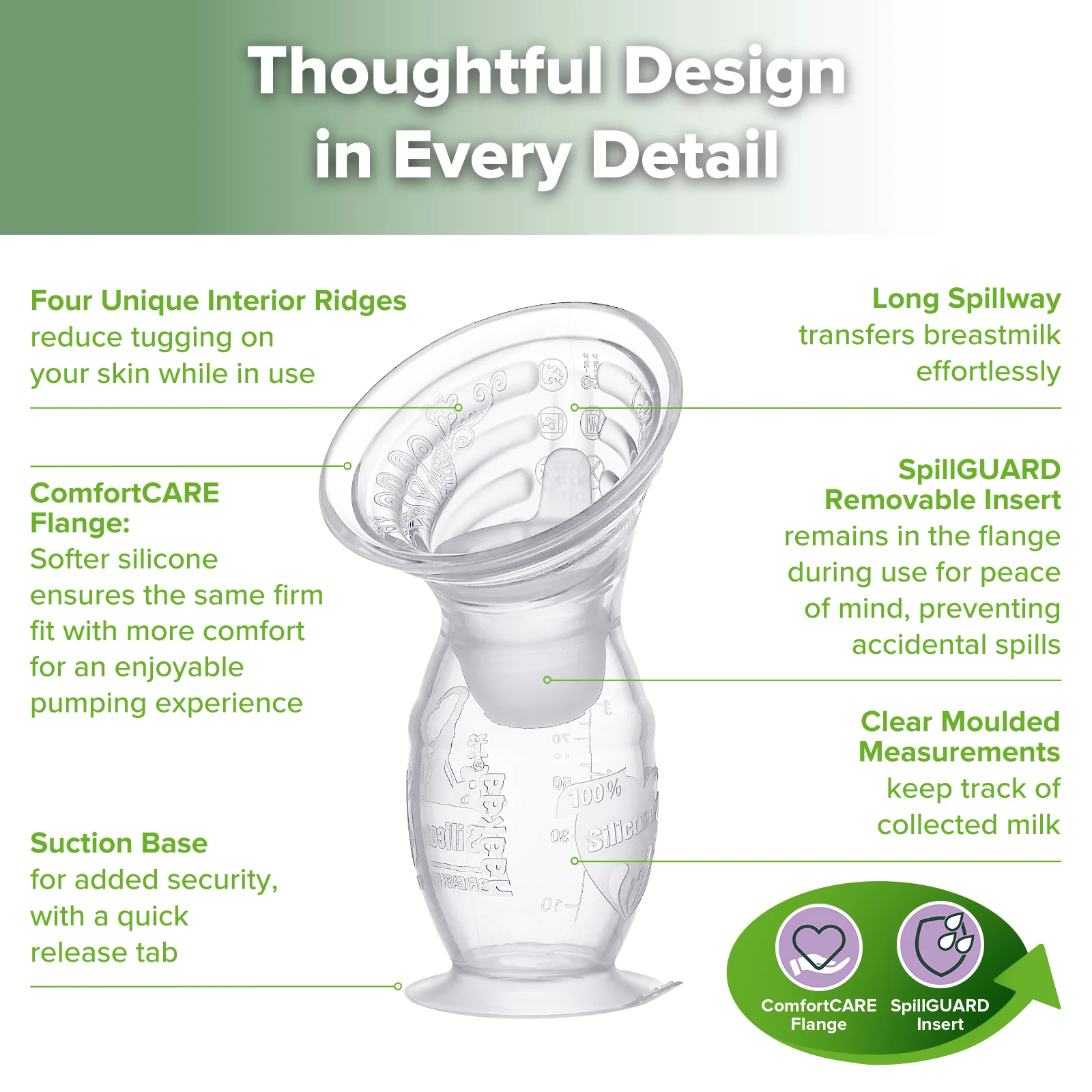 Gen. 2+ Silicone Manual Breast Pump + SpillGUARD Insert - Image 5