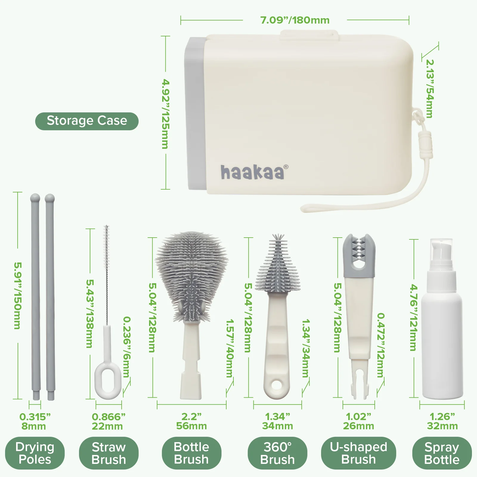 Clean & Dry Travel Bottle Brush Set - Cream & Slate - Image 8