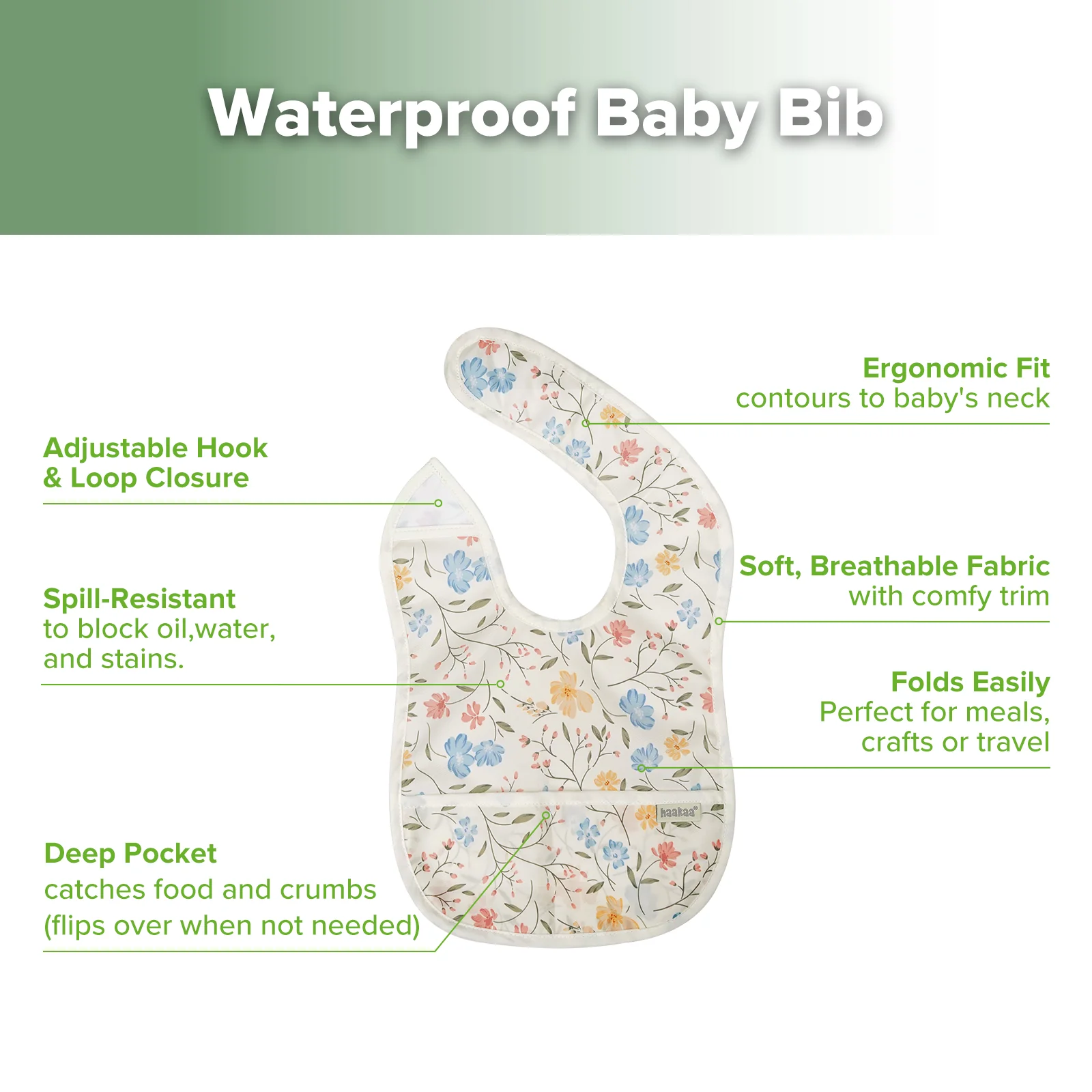 Haakaa Easy-fold Baby Bib - 2pcs - Image 5