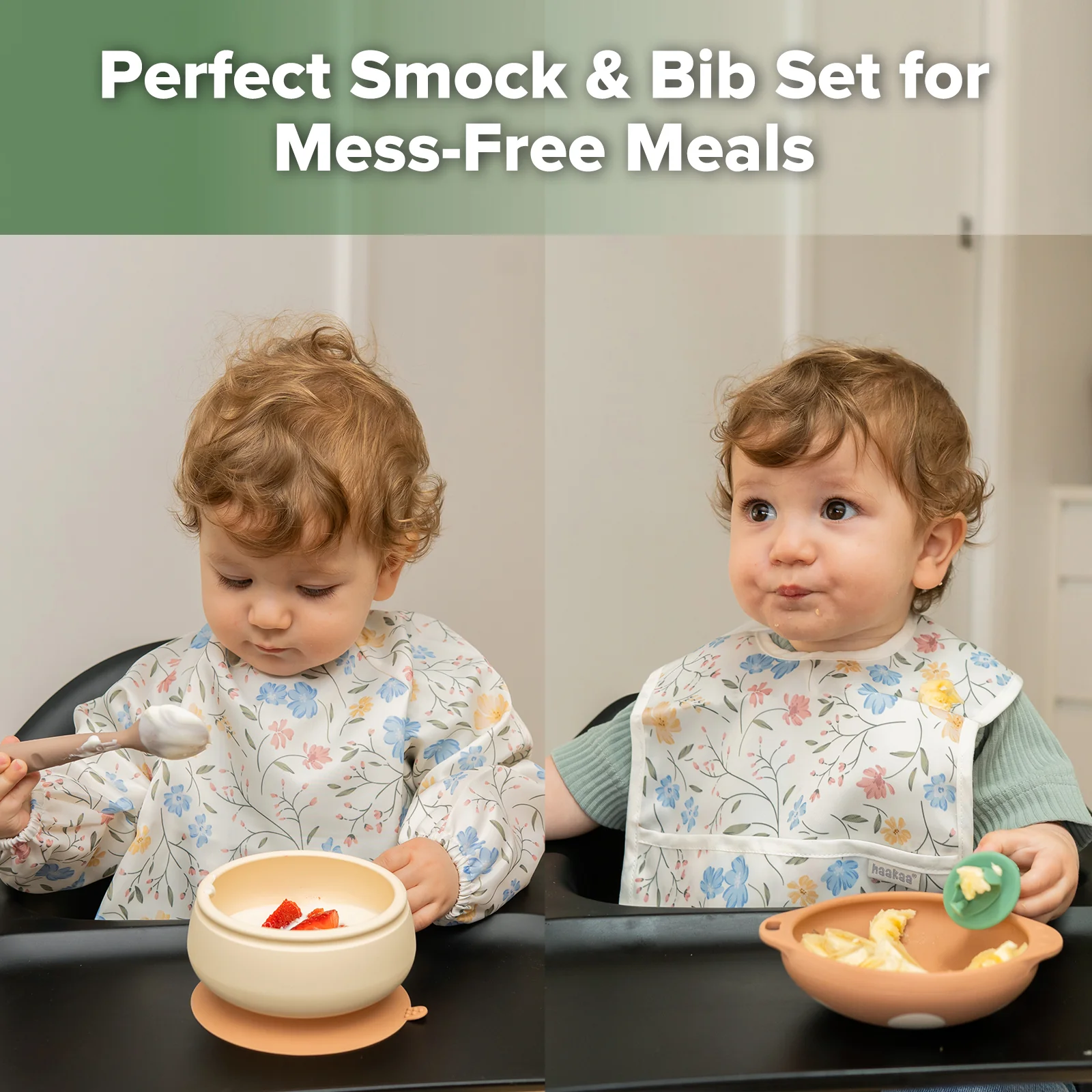 Haakaa Mess-free Smock & Bib Set - Image 3