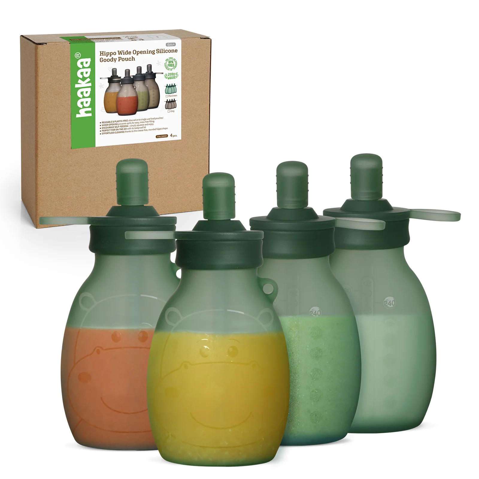 Hippo Wide Opening Silicone Goody Pouch - 260ml - Image 12